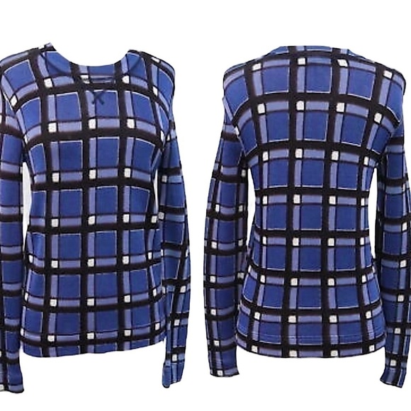Marc Jacobs Blue & Black Plaid Print Crewcut Sweater | Grunge Academia Boho | XS - Picture 1 of 8